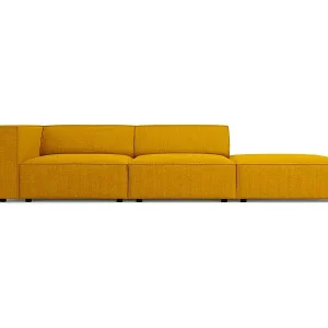 Cosmopolitan Design - 4-Sitzer rechtes Sofa "Arendal" aus Chenille-Stoff mit Rippeneffekt senf - 262x102x70cm Knallerangebot