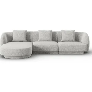 Jetzt Kaufen Cosmopolitan Design - 4-Sitzer Ecksofa links "Tulum" aus Chenille-Stoff hellgrau - 255x156x70cm