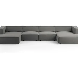 Letzte Chance Cosmopolitan Design - 6-Sitzer Panoramasofa "Arendal" aus Samt betonfarben - 364x166x70cm