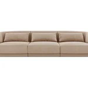 Cosmopolitan Design - 3-Sitzer Sofa "Tulum" aus Samt beige - 255x90x70cm Wochenendangebot