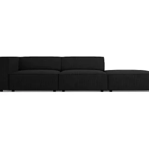 Cosmopolitan Design - 4-Sitzer rechtes Sofa "Arendal" aus Chenille-Stoff mit Rippeneffekt schwarz - 262x102x70cm Zertifiziert