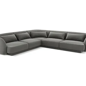 Cosmopolitan Design - 5-Sitzer wendbares Ecksofa "Tulum" aus Samt hellgrau - 255x255x70cm Bestseller
