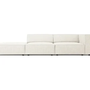 Top-Seller Cosmopolitan Design - 4-Sitzer linkes Sofa "Arendal" aus Chenille-Stoff mit Rippeneffekt elfenbein - 262x102x70cm