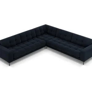 Echt Cosmopolitan Design - 6-Sitzer wendbares Ecksofa "Bali" aus Samt dunkelblau - 256x256x75cm