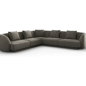 Cosmopolitan Design - 5-Sitzer wendbares Ecksofa "Tulum" aus Chenille-Stoff grau - 255x255x70cm Neue Kollektion