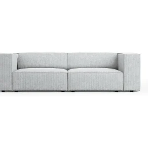 Cosmopolitan Design - 3-Sitzer Sofa "Arendal" aus Chenille-Stoff mit Rippeneffekt hellgrau - 204x102x70cm Must-Have