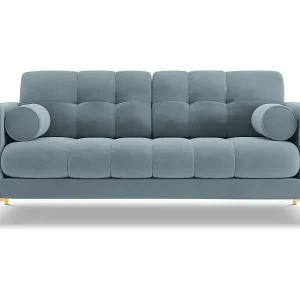 Markenprodukt Cosmopolitan Design - 2-Sitzer Sofa "Bali" aus Samt hellblau - 152x92x75cm