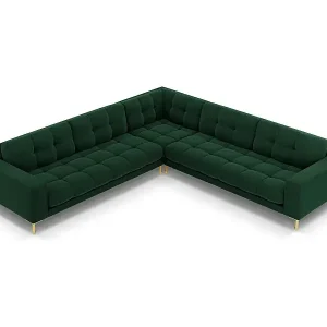 Cosmopolitan Design - 6-Sitzer wendbares Ecksofa "Bali" aus Samt flaschengrün - 256x256x75cm Wochenendangebot