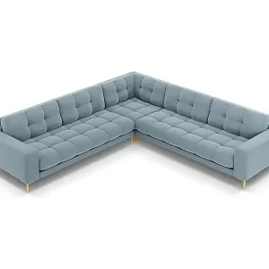 Ausverkauf Cosmopolitan Design - 6-Sitzer wendbares Ecksofa "Bali" aus Samt hellblau - 256x256x75cm