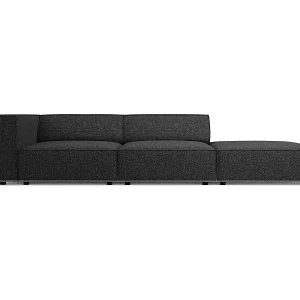 Cosmopolitan Design - 4-Sitzer rechtes Sofa "Arendal" aus Chenille-Stoff schwarz - 262x102x70cm Direkt Vom Hersteller