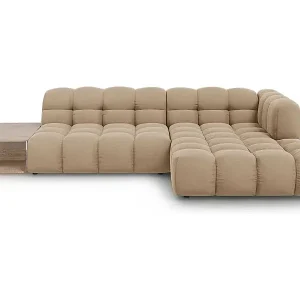 Kostenfreie Lieferung Cosmopolitan Design - 4-Sitzer modulares Ecksofa rechts "Sky" aus Samt sandfarben - 297x162x75cm