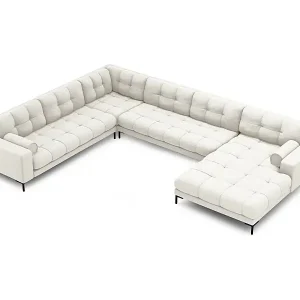 Nur Für Kurze Zeit Cosmopolitan Design - 7-Sitzer Panoramasofa links "Bali" aus strukturiertem Stoff leichtes beige - 327x256x75cm