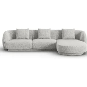 Cosmopolitan Design - 4-Sitzer Ecksofa rechts "Tulum" aus Chenille-Stoff hellgrau - 255x156x70cm Neu Im Sortiment