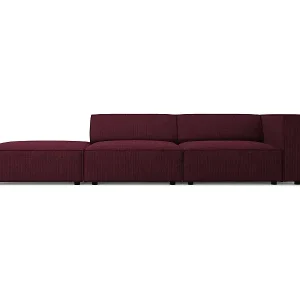Sofort Bestellen Cosmopolitan Design - 4-Sitzer linkes Sofa "Arendal" aus Chenille-Stoff mit Rippeneffekt rubin - 262x102x70cm