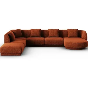 Cosmopolitan Design - 6-Sitzer Panoramasofa links "Tulum" aus Chenille-Stoff terrakotta - 330x255x70cm Preis Gesenkt
