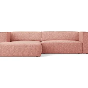Nur Für Kurze Zeit Cosmopolitan Design - 3-Sitzer Ecksofa links "Arendal" aus Chenille-Stoff rosa - 224x166x70cm