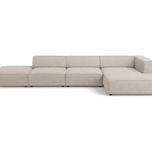 Cosmopolitan Design - 5-Sitzer Ecksofa rechts "Arendal" aus Chenille-Stoff mit Rippeneffekt dunkelbeige - 341x166x70cm Jetzt Bestellen