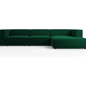 Cosmopolitan Design - 4-Sitzer Ecksofa rechts "Arendal" aus Samt flaschengrün - 284x166x70cm Super-Preis