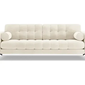 Cosmopolitan Design - 3-Sitzer Sofa "Bali" aus Samt leichtes beige - 177x92x75cm Nur Für Kurze Zeit