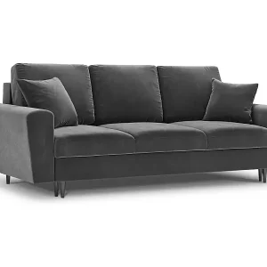Zertifiziert Cosmopolitan Design - 3-Sitzer ausklappbares Sofa mit Bettkasten "Kyoto" aus Samt hellgrau - 235x100x88cm