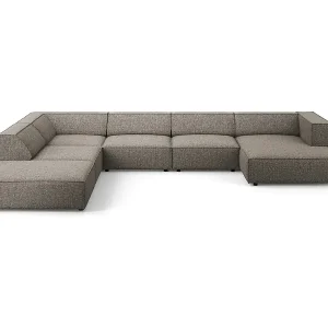 Cosmopolitan Design - 7-Sitzer Panoramasofa links "Arendal" aus Chenille-Stoff grau - 364x262x70cm Zertifiziert