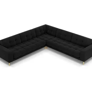 Billig Cosmopolitan Design - 6-Sitzer wendbares Ecksofa "Bali" aus Samt schwarz - 256x256x75cm