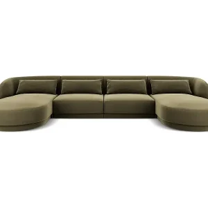 Cosmopolitan Design - 5-Sitzer Panoramasofa "Tulum" aus Samt grün - 330x156x70cm Neue Kollektion