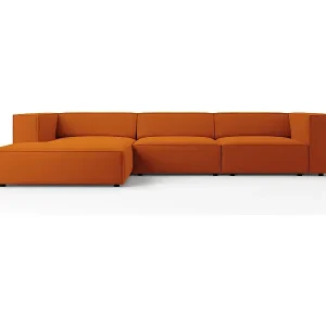Kracherpreis Cosmopolitan Design - 4-Sitzer Ecksofa links "Arendal" aus Samt terrakotta - 284x166x70cm