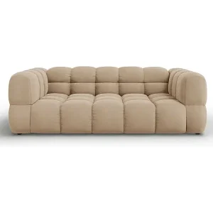 Markenprodukt Cosmopolitan Design - 3-Sitzer Sofa "Sky" aus Samt sandfarben - 214x102x75cm