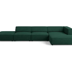Cosmopolitan Design - 5-Sitzer Ecksofa rechts "Arendal" aus Chenille-Stoff mit Rippeneffekt flaschengrün - 341x166x70cm Preis Gesenkt