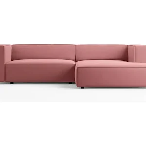 Cosmopolitan Design - 3-Sitzer Ecksofa rechts "Arendal" aus Samt lachs - 224x166x70cm Top-Seller