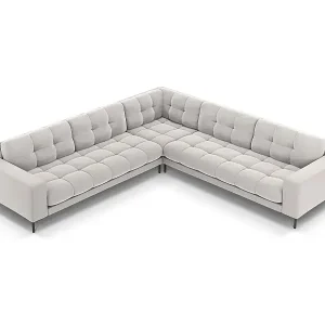 Cosmopolitan Design - 6-Sitzer wendbares Ecksofa "Bali" aus Samt silber - 256x256x75cm Echt