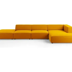 Cosmopolitan Design - 5-Sitzer Ecksofa rechts "Arendal" aus Samt gelb - 341x166x70cm Neue Kollektion