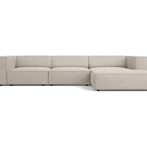 Sale Cosmopolitan Design - 4-Sitzer Ecksofa rechts "Arendal" aus Chenille-Stoff mit Rippeneffekt dunkelbeige - 284x166x70cm