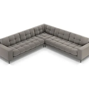 Cosmopolitan Design - 6-Sitzer wendbares Ecksofa "Bali" aus Samt hellgrau - 256x256x75cm Wochenendangebot