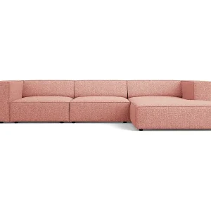 Cosmopolitan Design - 4-Sitzer Ecksofa rechts "Arendal" aus Chenille-Stoff rosa - 284x166x70cm Billig