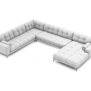 Top-Angebot Cosmopolitan Design - 7-Sitzer Panoramasofa links "Bali" aus strukturiertem Stoff hellgrau - 327x256x75cm