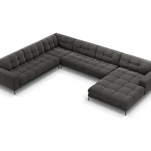 Finale Aktion Cosmopolitan Design - 7-Sitzer Panoramasofa links "Bali" aus Samt dunkelgrau - 327x256x75cm