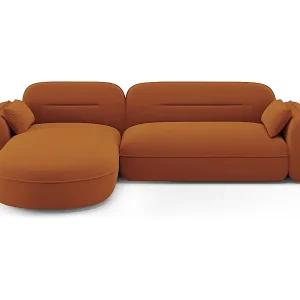 Letzte Chance Cosmopolitan Design - 4-Sitzer modulares Ecksofa links "Sydney" aus Samt terrakotta - 275x165x70cm