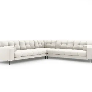 Cosmopolitan Design - 6-Sitzer wendbares Ecksofa "Bali" aus strukturiertem Stoff leichtes beige - 256x256x75cm Geprüft