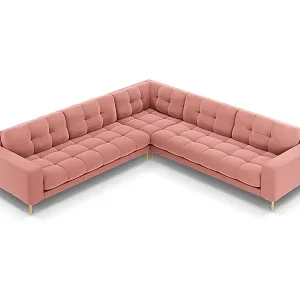 Cosmopolitan Design - 6-Sitzer wendbares Ecksofa "Bali" aus Samt rosa - 256x256x75cm Top-Angebot