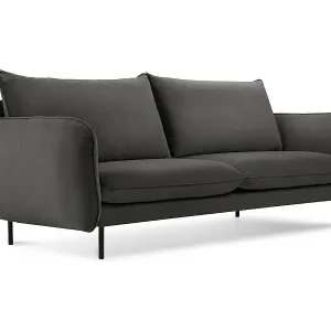 Solange Der Vorrat Reicht Cosmopolitan Design - 2-Sitzer Sofa "Vienna" aus Samt dunkelgrau - 160x92x95cm