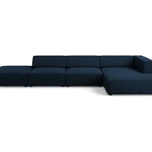 Cosmopolitan Design - 5-Sitzer Ecksofa rechts "Arendal" aus Chenille-Stoff mit Rippeneffekt königsblau - 341x166x70cm Jetzt Kaufen