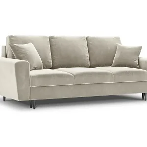 Super-Preis Cosmopolitan Design - 3-Sitzer ausklappbares Sofa mit Bettkasten "Kyoto" aus Samt leichtes beige - 235x100x88cm