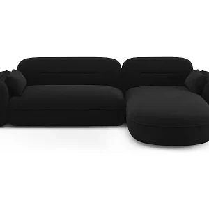 Finale Aktion Cosmopolitan Design - 4-Sitzer modulares Ecksofa rechts "Sydney" aus Samt schwarz - 275x165x70cm