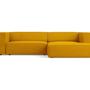 Aktuell Cosmopolitan Design - 3-Sitzer Ecksofa rechts "Arendal" aus Chenille-Stoff mit Rippeneffekt senf - 224x166x70cm