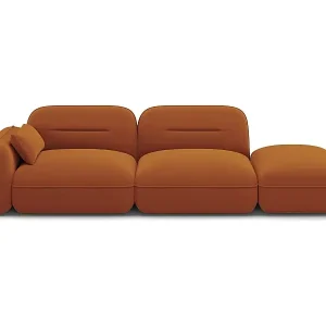 Cosmopolitan Design - 3-Sitzer modulares Sofa rechts "Sydney" aus Samt terrakotta - 295x90x70cm Schnäppchen