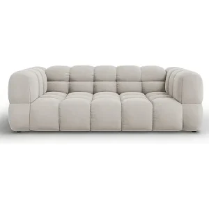 Cosmopolitan Design - 3-Sitzer Sofa "Sky" aus Samt leichtes beige - 214x102x75cm Ausverkauf