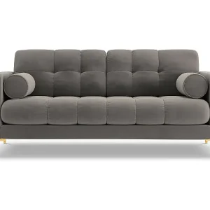 Cosmopolitan Design - 2-Sitzer Sofa "Bali" aus Samt hellgrau - 152x92x75cm Saisonangebot