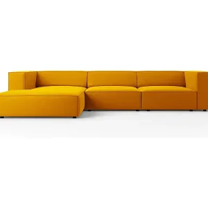 Cosmopolitan Design - 4-Sitzer Ecksofa links "Arendal" aus Samt gelb - 284x166x70cm Ausverkauf